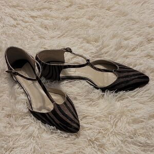 Boden Black and Brown Leather Zebra Flats
